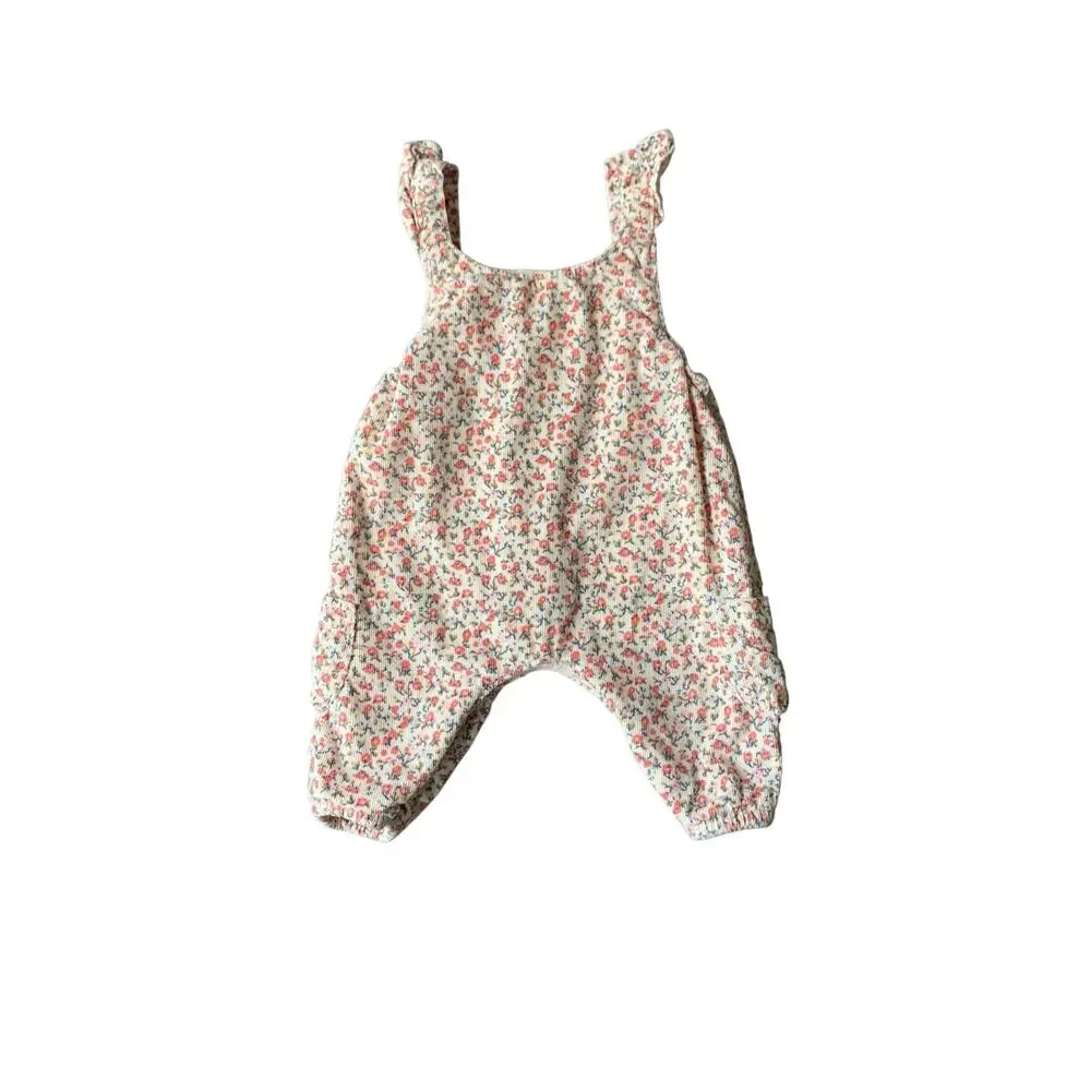 Next Baby Fine Cord Ditsy Floral Ruffle Strap Overalls